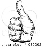 Poster, Art Print Of Black And White Hand With A Thumb Up
