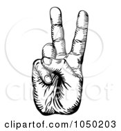Poster, Art Print Of Black And White Peace Hand
