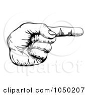 Royalty Free RF Clip Art Illustration Of A Black And White Hand Pointing Right