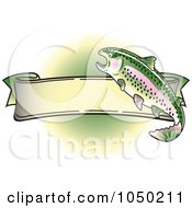 Poster, Art Print Of Blank Rainbow Trout Banner Over Green - 3