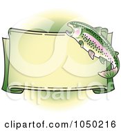 Poster, Art Print Of Blank Rainbow Trout Banner Over Green - 1