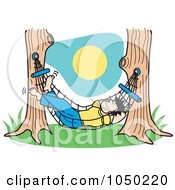 Royalty Free RF Clip Art Illustration Of A Guy Relaxing In A Hammock