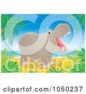 Poster, Art Print Of Hippo On A Tropical Beach