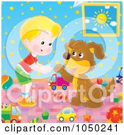 Poster, Art Print Of Boy Teaching His Dog How To Shake Paws