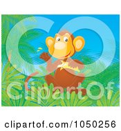 Royalty Free RF Clip Art Illustration Of A Monkey Eating A Banana In A Tree