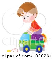 Poster, Art Print Of Boy Riding A Toy Truck