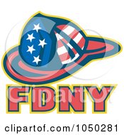 Royalty Free RF Clip Art Illustration Of An American Fireman Helmet With FDNY