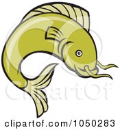 Royalty Free RF Clip Art Illustration Of A Green Catfish Logo 2