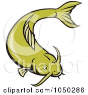 Royalty Free RF Clip Art Illustration Of A Green Catfish Logo 3