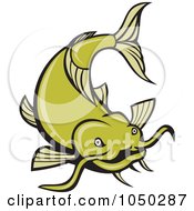 Royalty Free RF Clip Art Illustration Of A Green Catfish Logo 4