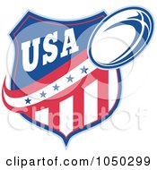 Poster, Art Print Of Rugby Usa Shield And Ball - 1