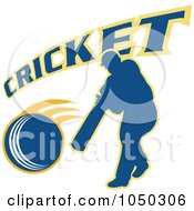 Royalty Free RF Clip Art Illustration Of A Cricket Player Logo 5