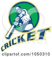 Royalty Free RF Clip Art Illustration Of A Cricket Player Logo 3
