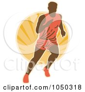 Poster, Art Print Of Marathon Runner Over An Orange Burst