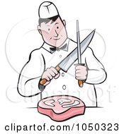 Poster, Art Print Of Butcher Cutting Meat