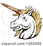 Royalty Free RF Clip Art Illustration Of A Unicorn Head Logo by patrimonio #COLLC1050325-0113