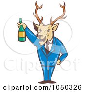 Poster, Art Print Of Deer Holding Wine