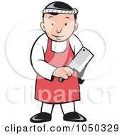 Royalty Free RF Clip Art Illustration Of A Butcher Holding A Cleaver