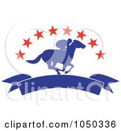 Poster, Art Print Of Silhouetted Blue Jockey And Banner Under Red Stars