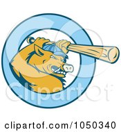 Royalty Free RF Clip Art Illustration Of A Razorback Boar Baseball Logo