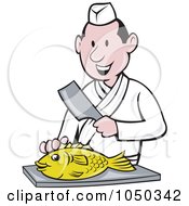 Royalty Free RF Clip Art Illustration Of A Chef Preparing Fish