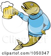 Royalty Free RF Clip Art Illustration Of A Herring Holding Beer