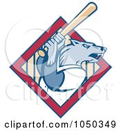 Royalty Free RF Clip Art Illustration Of A Baseball Wolf Logo