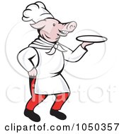 Royalty Free RF Clip Art Illustration Of A Pig Chef Holding A Plate by patrimonio