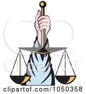 Royalty Free RF Clip Art Illustration Of A Hand Holding Up Scales Of Justice