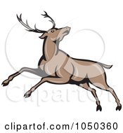 Royalty Free RF Clip Art Illustration Of A Reindeer Leaping