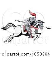Royalty Free RF Clip Art Illustration Of A Jousting Knight With A Spear On A Running Horse by patrimonio #COLLC1050364-0113