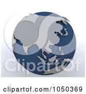 Royalty Free RF Clip Art Illustration Of A 3d Blue And Gray East Asia Globe