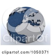Poster, Art Print Of 3d Blue And Gray North Africa Globe
