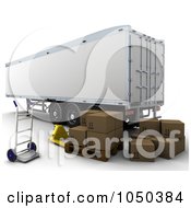 Poster, Art Print Of 3d Freight Trailer With Boxes
