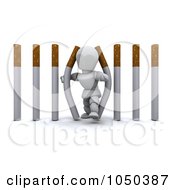 Poster, Art Print Of 3d White Character Walking Through Cigarette Bars