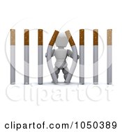 3d White Character Pulling Apart Cigarette Bars