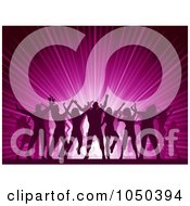 Royalty Free RF Clip Art Illustration Of Silhouetted Dancers Over A Pink Party Burst