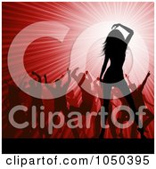 Poster, Art Print Of Silhouetted Dancers Over A Red Party Burst