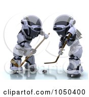 Poster, Art Print Of 3d Robots Playing Hockey - 3