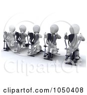 Poster, Art Print Of 3d White Characters Using Cross Trainers