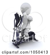 Poster, Art Print Of 3d White Character Using A Cross Trainer