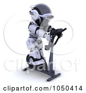 3d Robot Exercising On A Crosstrainer - 3