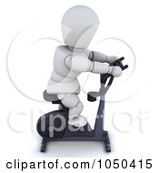 Poster, Art Print Of 3d White Character Using An Exercise Bike