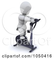 Poster, Art Print Of 3d White Character Using A Spin Bike