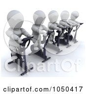 Poster, Art Print Of 3d White Characters In Spin Class