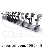 Poster, Art Print Of 3d Row Of Spin Bikes