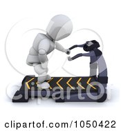 Royalty Free RF Clip Art Illustration Of A 3d White Character Resting On A Treadmill