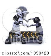 Poster, Art Print Of 3d Robot Getting On A Treadmill