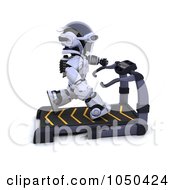 Poster, Art Print Of 3d Robot Running On A Treadmill