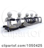 Poster, Art Print Of 3d White Characters Running On Treadmills